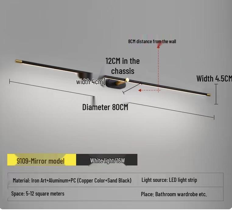 Скандинавский светодиодный светильник для туалетного зеркала для ванной и макияжа
