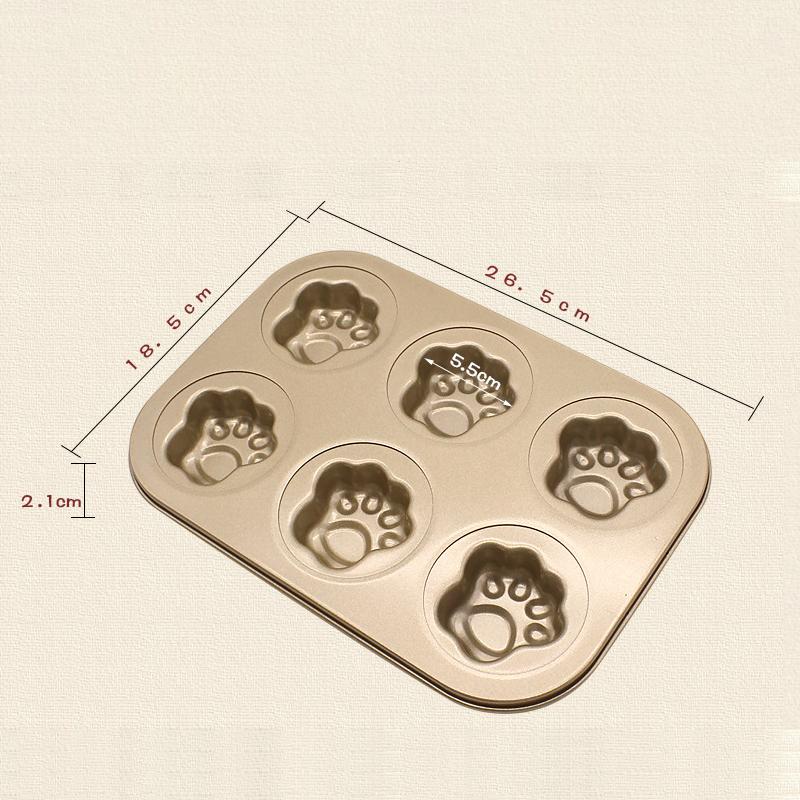 Милая форма для кексов в виде кошачьей лапки, креативная, 6 ячеек, противень для выпечки, для домашней вечеринки, для кухни, десертница для рабочего стола