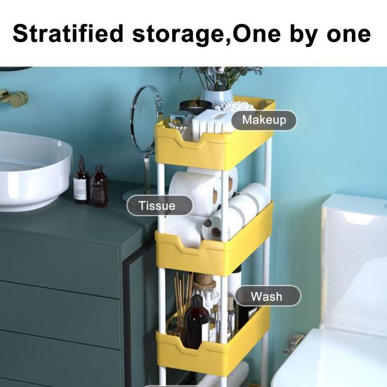 Storage Shelf  with 360-Degree Wheels Versatile 4-Tier Rolling Cart Space-Saving Removable Multi-Tier Shelf