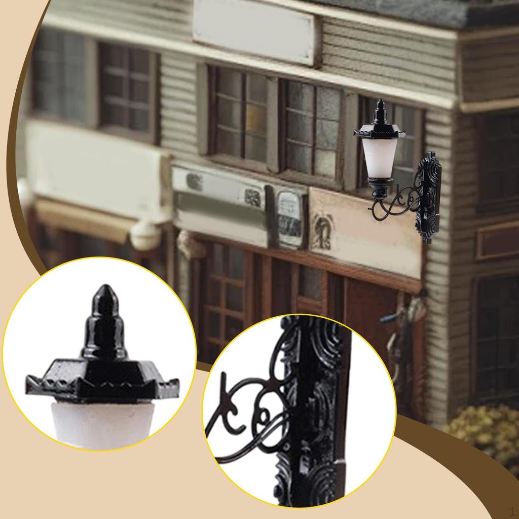 Миниатюрный настенный светильник Декорация DIY проекты Винтажная садовая модель Светящийся для 1/64 Здания