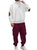 Men's Casual Knit Two-Piece Set Small Check Pants Button Sweatshirt Sport Business Outfit