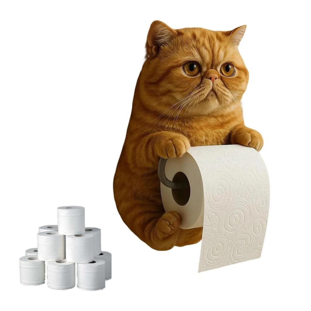 Держатель для бумажных полотенец в виде кота, забавный держатель для бумажных полотенец в виде кота в 3D, настенная стойка для хранения туалетной бумаги для ванной и кухни