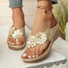 Large Size Summer Women's Shoes New Wedge Slippers Women's Toes Flower Car Line Casual Beach Cool Slippers