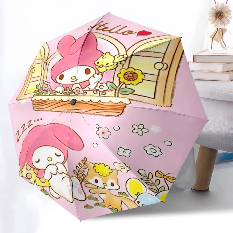 1 шт. Автоматический складной зонт My Melody - Портативная трехскладная конструкция с 8-спицевым железным каркасом - Для улицы - Идеальный подарок для фанатов, путешественников, Дай