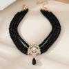 Rhinestone Four-layer Necklace Korean Style Pearl Collar Choker Cute   Women