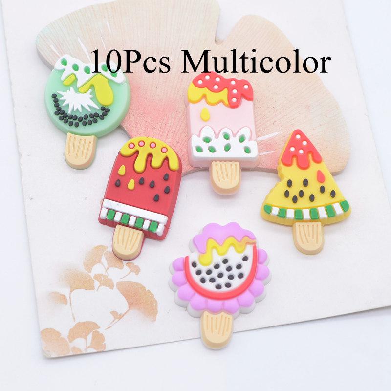 10Pcs Cartoon Fruit Ice Cream Food Figurines Flatback Scrapbooking Ornamnet Patches Accessories DIY Crafts Supplies