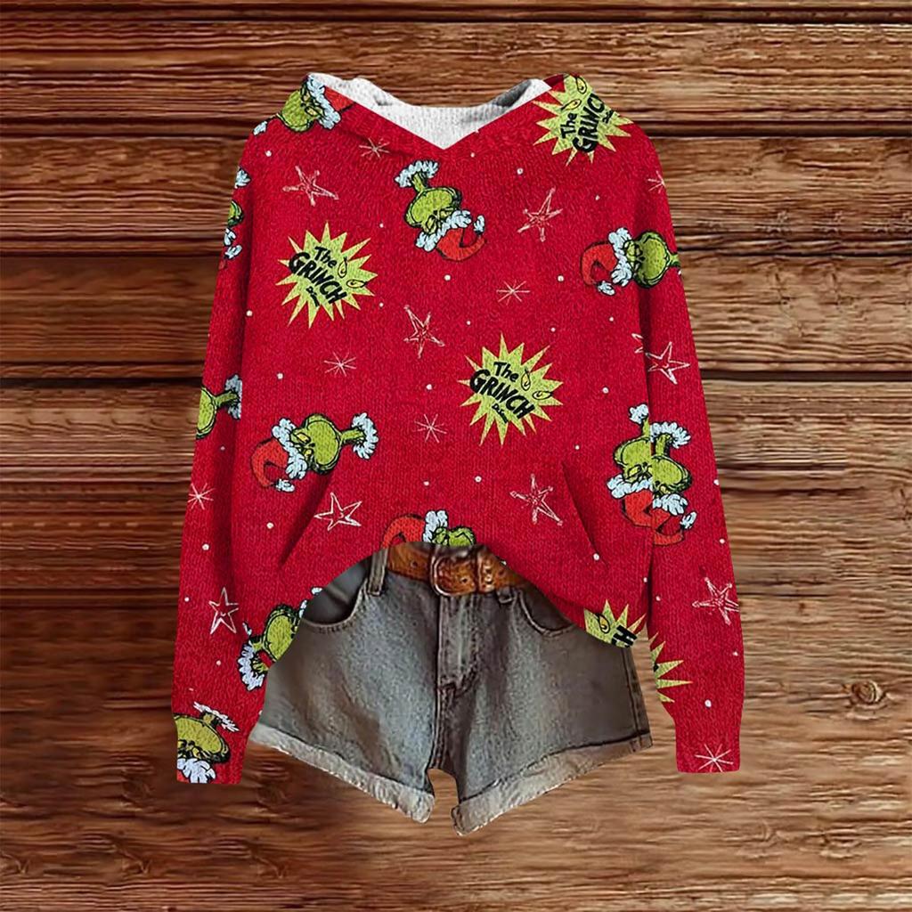 Sweatshirts For Women Knit Sweater Cute Shirt Fall Pullover Hooded Sweatshirt