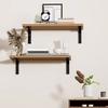 4Pcs Wooden Floating Shelves Smooth Edge Rustic Style Simple Installation Plant Display Wall-Mounted Floating Book Shelves