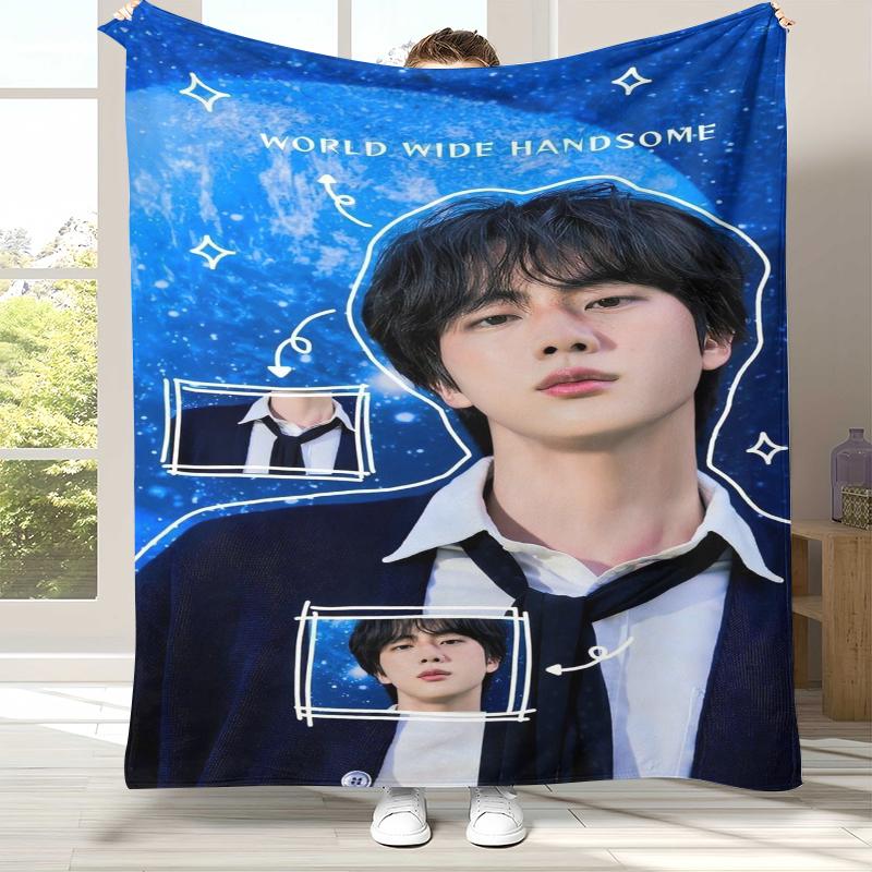 Ким Сок Джин Kpop B-BTS Фланелевое одеяло, Ультрамягкое теплое плюшевое покрывало для дома, спальни, кровати, дивана, офиса, кемпинга, пикника, подарок