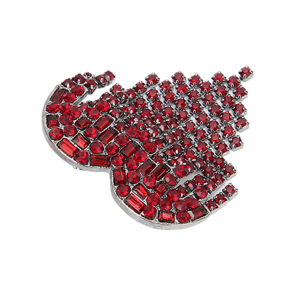 Heart Shaped Tassel Brooch Shiny Alloy Red Rhinestones Brooch Pin Jewelry for Dancing Party Dating