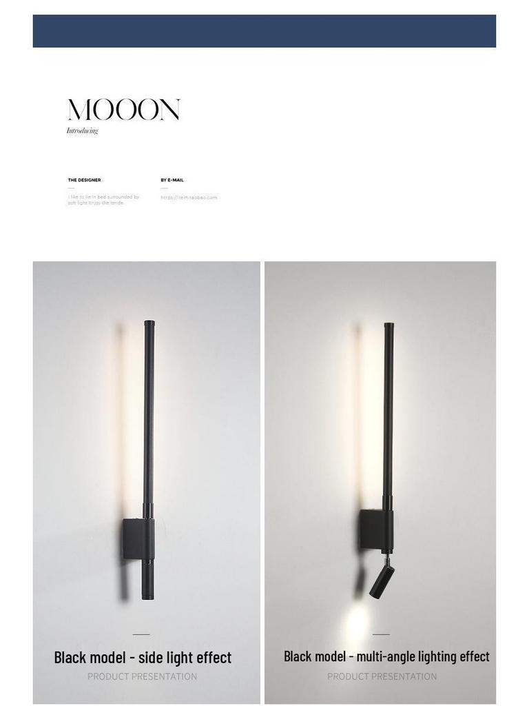 Скандинавский минималистичный настенный светильник в виде длинной полосы для прикроватной тумбочки с защищающим глаза светом для чтения и выключателем для прихожих, входов и гостиничных номеров