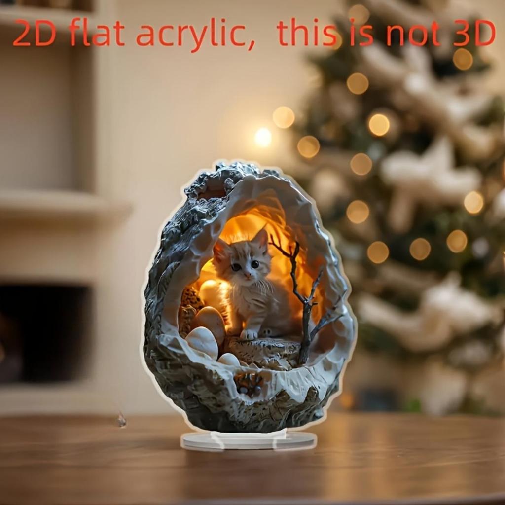 Милый кошачий узор, 2D плоский акрил, настольное украшение, подходит для гостиной, спальни, подарки, Рождество, Хэллоуин