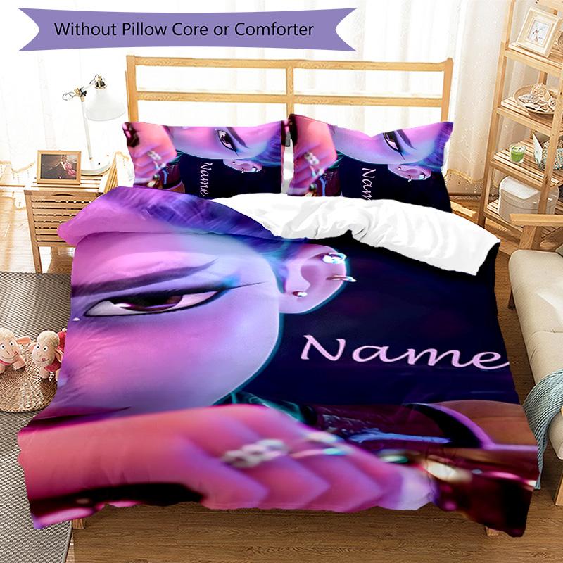 3pcs KPop Demon Hunters33 Cover Set - Personalized Name, HD Printed Bedding with 1 Cover and 2 Pillowcases - Perfect for Home Decor, Easy Care