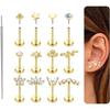 Bobisty 20G Плоские Серьги-гвоздики для Женщин Мужчин Позолоченные 14K Застежка-пуш-ин Хрящ Хеликс Козелок Пирсинг Носа Украшения