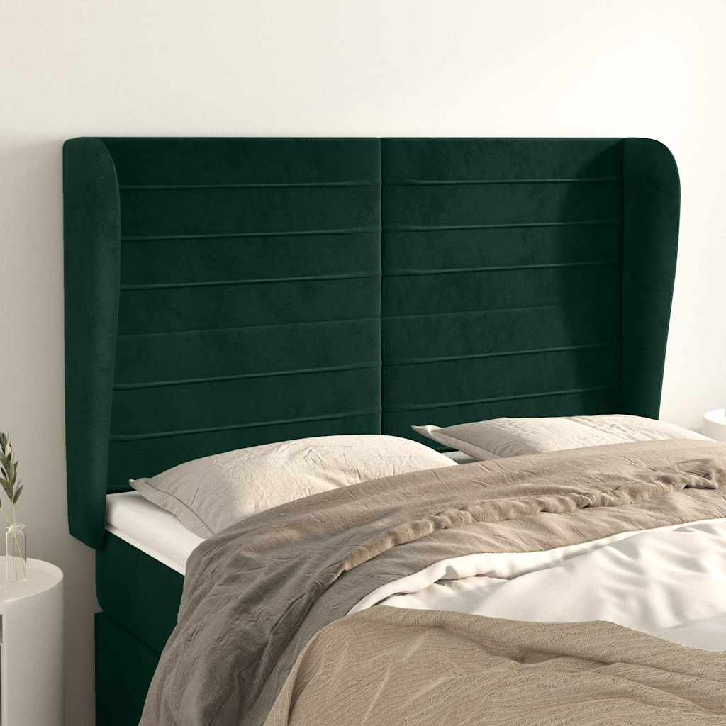 Headboard with Wings Dark Green 147x23x118 128 cm Velvet