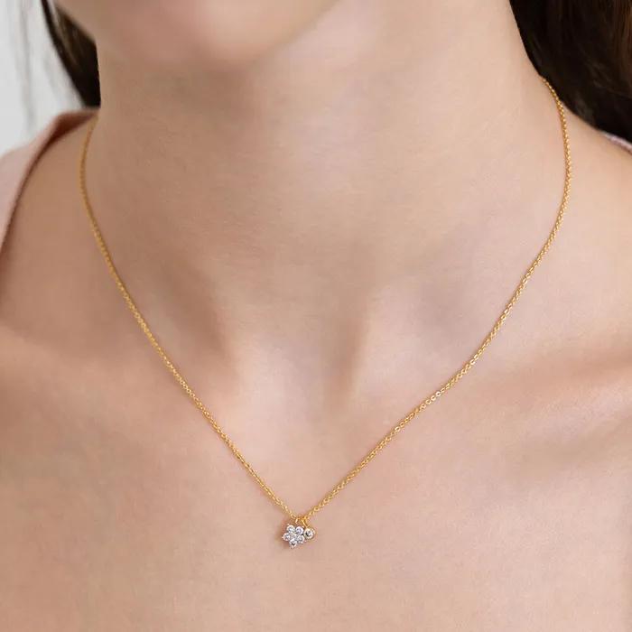 (Серебро 925 пробы) Ожерелье с двойным кулоном Petit Fleur NZ2520