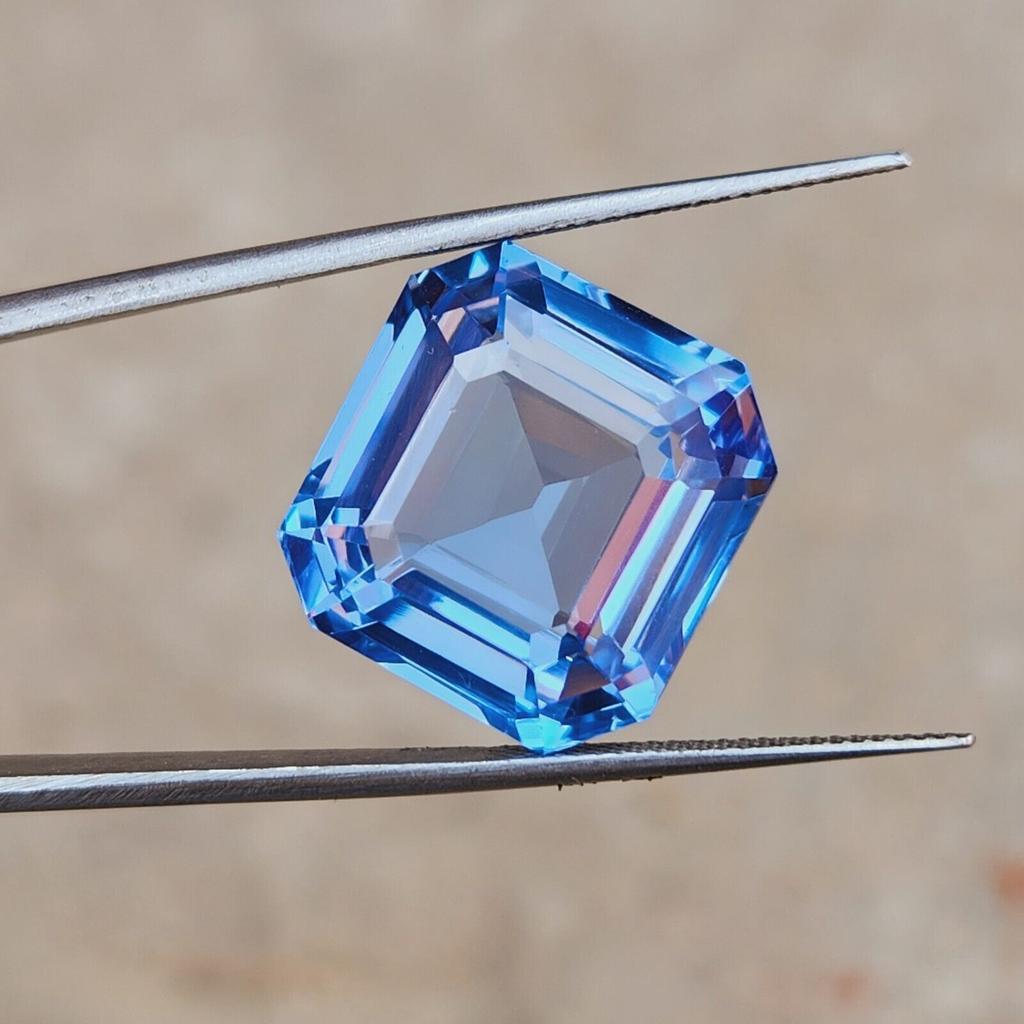 AAA 14x13 MM Natural Santa Maria Aquamarine Loose Asscher Cut Gemstone p507