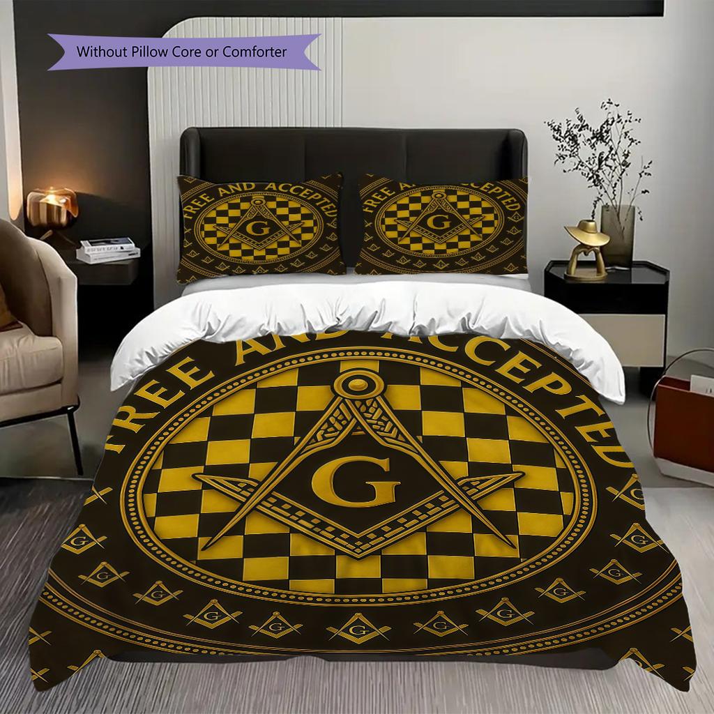 New World Order Illuminati bedding, duvet cover, pillowcase, home decoration, birthday gift (1 * duvet cover+2 * pillowcase, coreless)