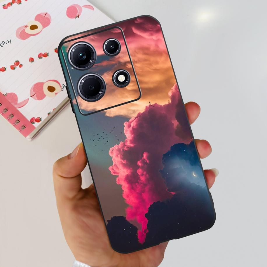 For Infinix Note 30i Case Stylish Flower Black TPU Shockproof Bumper For Infinix Note 30 Pro X678B Phone Cover Note 30 5G Fundas