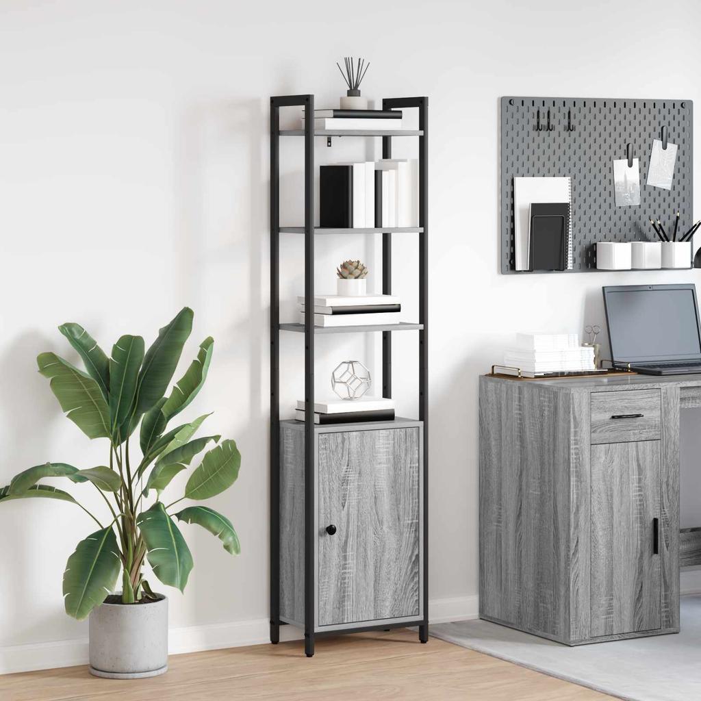 Bookshelf 6 Tiers 40 x 24 x 161 cm Engineered Wood Sonoma Grey