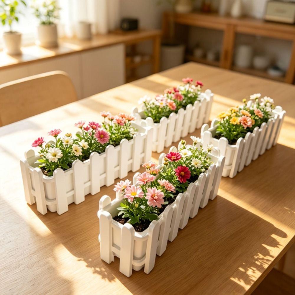 Rustic Style Fence Flowerpot Greenery Container Flower Arrangement Creative Flower Pot Basket Home