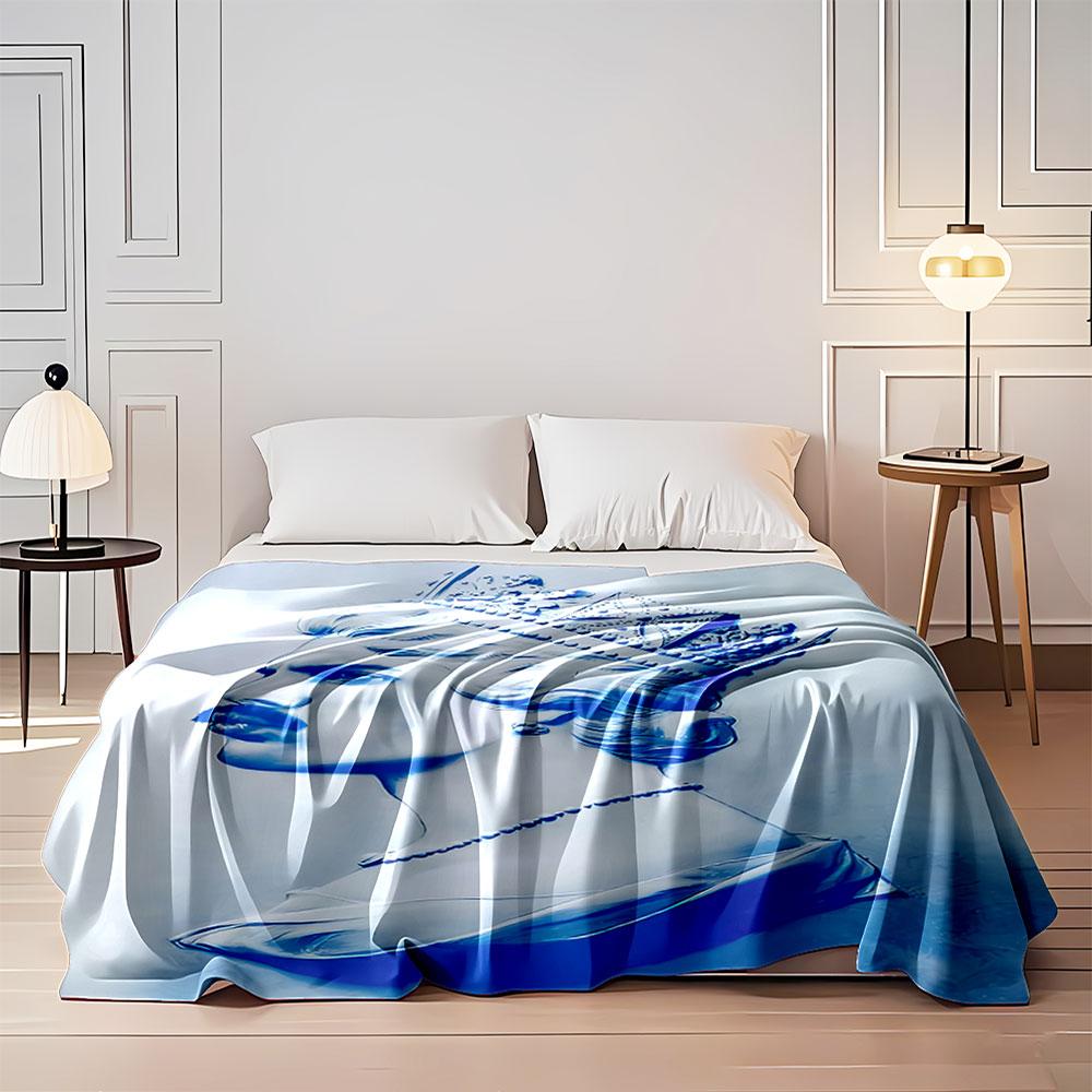 Royal Blue Portrait Blanket for all seasons blanket lunch break throw gift