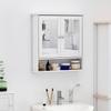 Wall Cabinet Bathroom Shelf 56L x 13W x 58H cm Double Mirror Door Adjustable Shelf MDF Grey