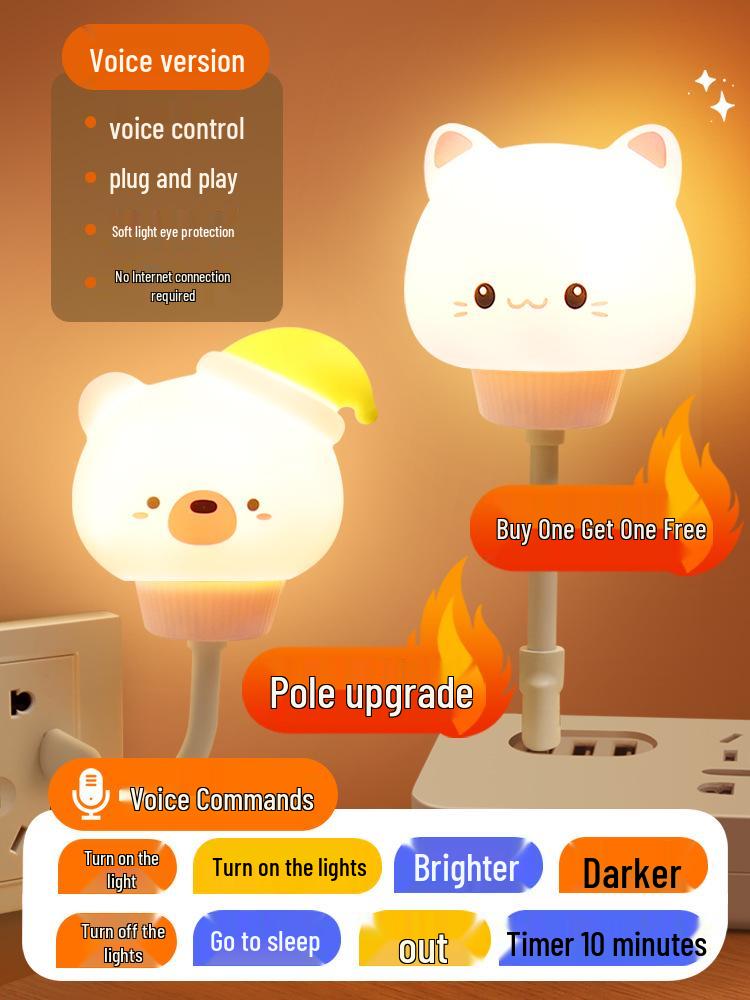 Voice-Activated Smart Night Light for Bedroom, Bedside, and Kids' Room