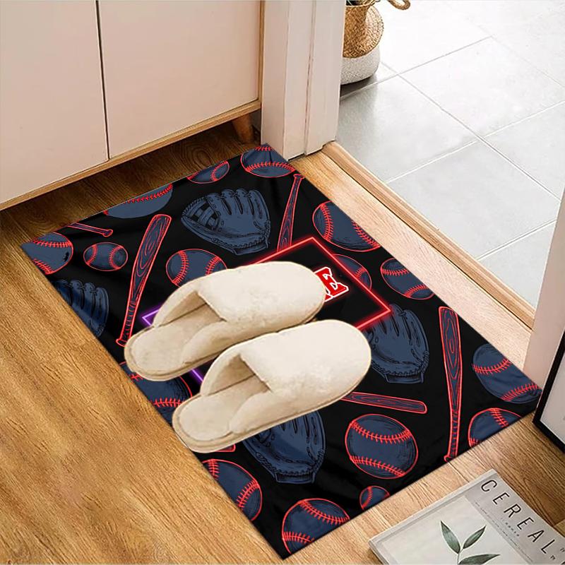1PC Custom Name Baseball Gear Theme Floor Mat Ideal for Living Room, Game Rooms, Office, Bedroom,Floor Mat Playful Design