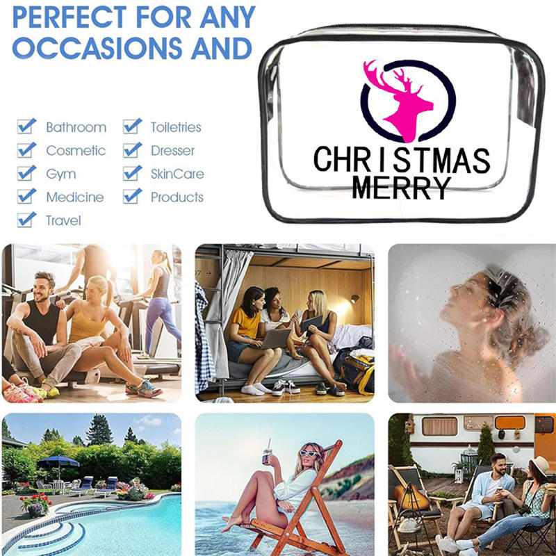Прозрачная косметичка Рождественские украшения Креативная сумка из ПВХ Косметические кисти для хранения Дамы Женщины Рождественские подарки