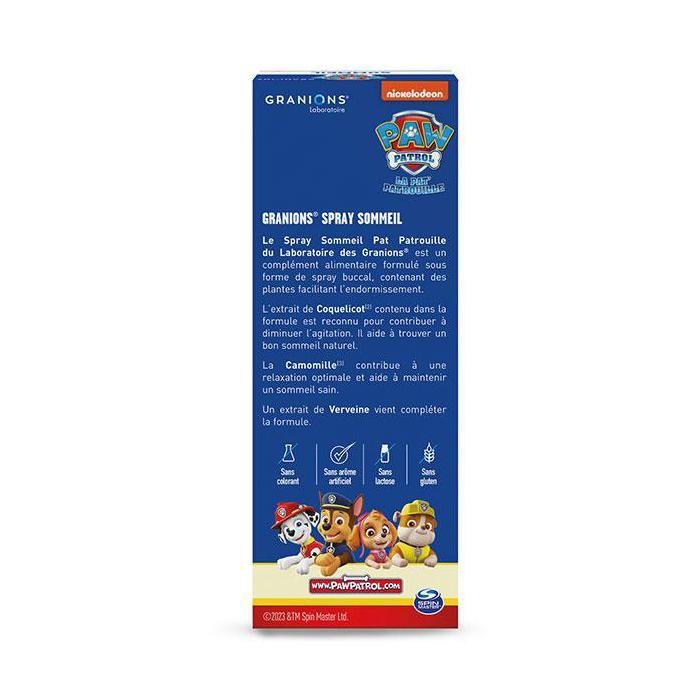 Granions Spray Sommeil Enfant Pat Patrouille - Verveine, Camomille, Coquelicot - 20ml