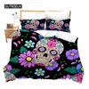 Sugar Skull Duvet Cover Luxury Gothic Skeleton Bedding Set Halloween Theme Floral Comforter Cover Twin Full For Girls Kids Teens