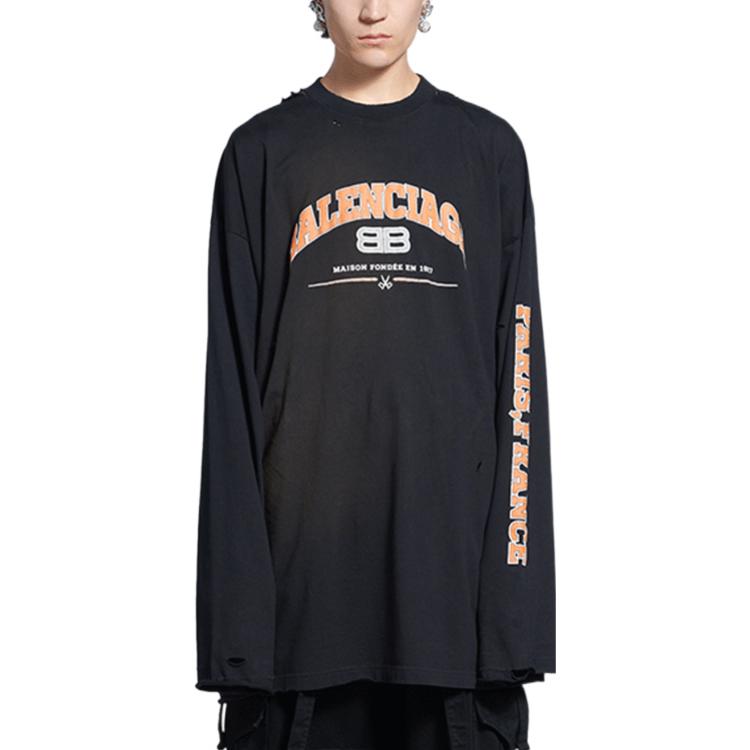Balenciaga Топ с длинным рукавом и состаренным логотипом 681046TLVJ11074