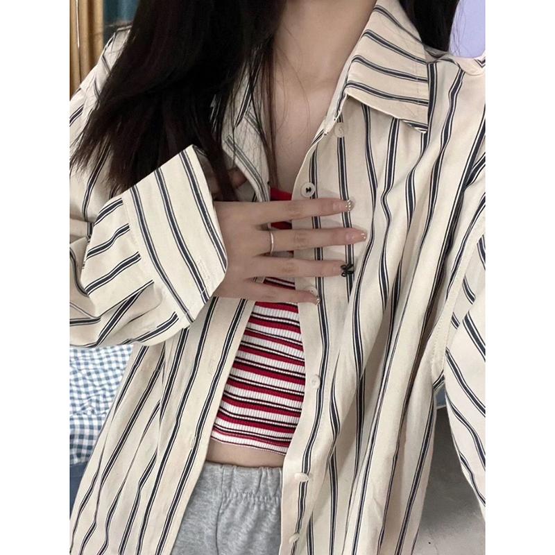 Fashion Elegant Casual Striped Shirts for Women Spring and Summer New Long Sleeve Loose Women's Blouses Simple Single Breasted Office Shirt Tops 26114