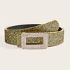 Punk Sequin Belt Rhinestone Square Buckle Y2K Girl Waistband PU Leather Wide Waistband  Outdoor