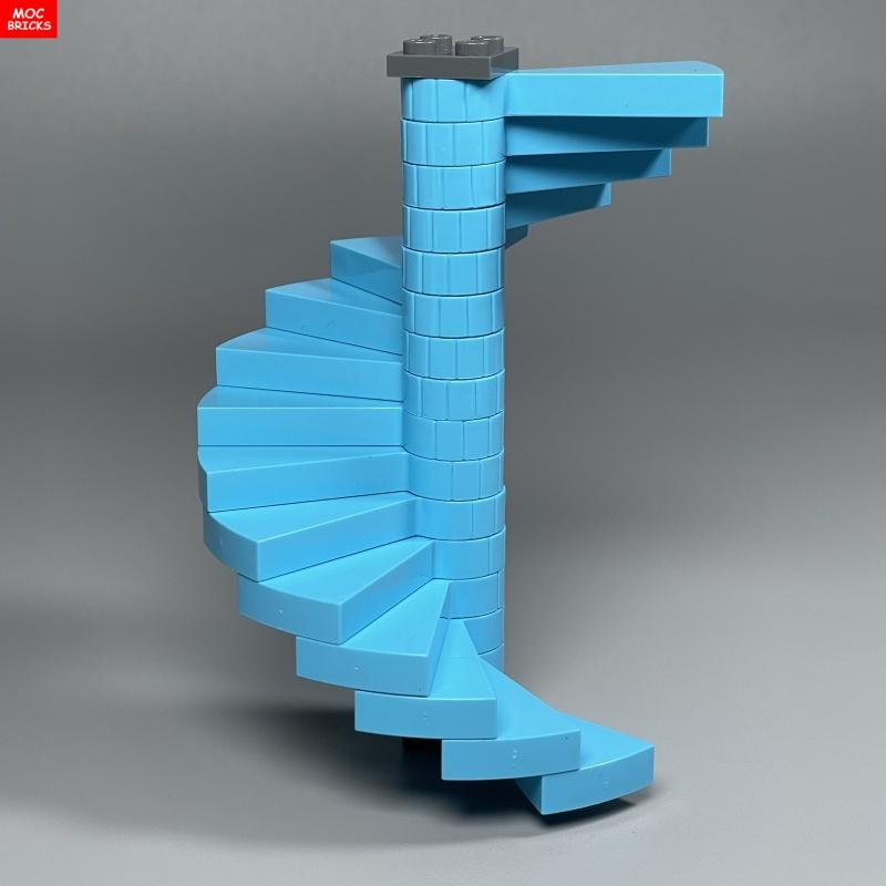 Set  MOC Bricks City Castle Stairs Spiral Step 40243 Support 1x1x5 40244 Assembles Particles Building Blocks