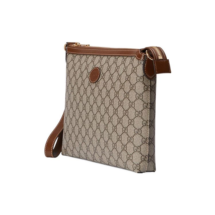 Gucci Кожаная косметичка-клатч GG Supreme из канвы с золотой фурнитурой для унисекс на каждый день