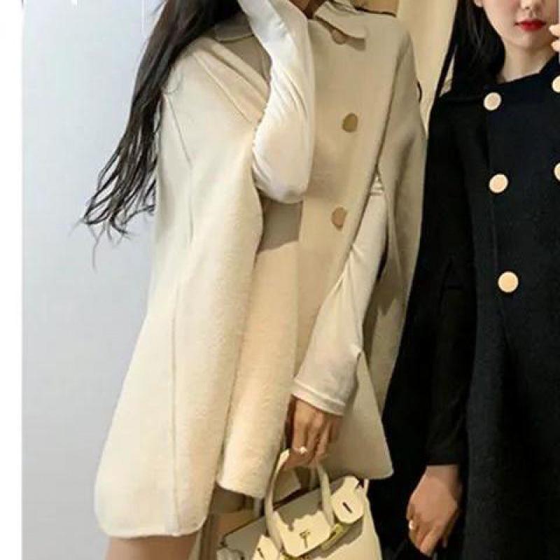 Женское шерстяное пальто-накидка в британском стиле - осень/зима 2023 г., универсальный корейский свободный топ-шаль