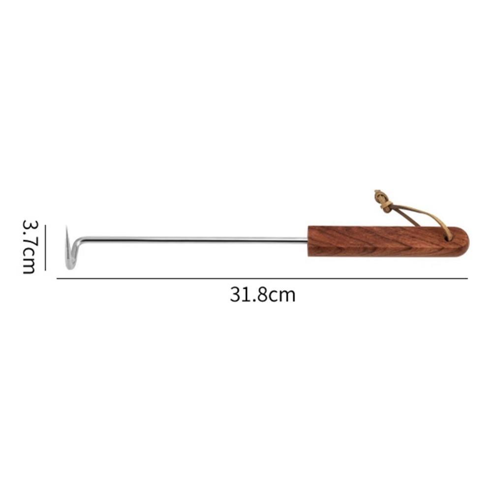 BBQ Meat Hook with Wooden Handle Food Flipper Hook Outdoor Meat Turner Hook  Easy To Clean