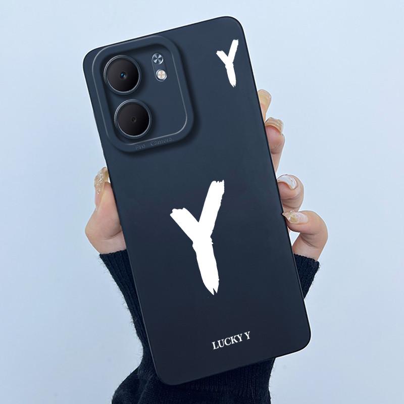 For OPPO A5x CPH2725 Cover Case Lucky Initial Letter Couple Silicone Soft Matte Phone Bumper for Oppo A5x 4G 5G 2025 Casing