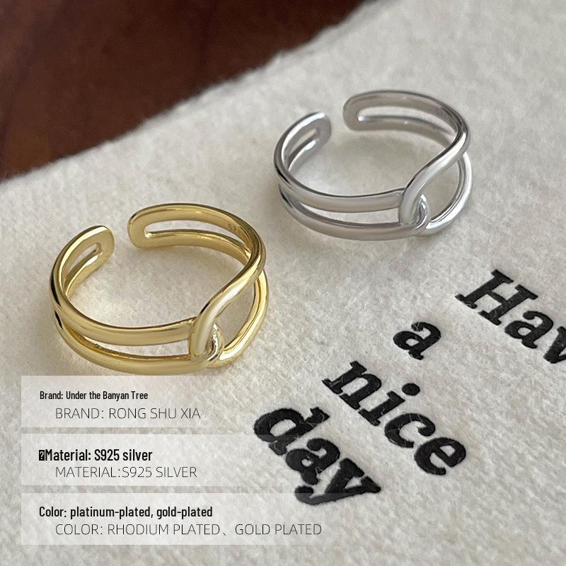 Кольцо Banyan Tree S925 Silver Minimalist Knotted Open Ring - модный корейский холодный стиль для женщин