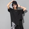 European Summer Plus Size Irregular Hem Short Sleeve T-Shirt - Trendy Dark Women's Casual Top