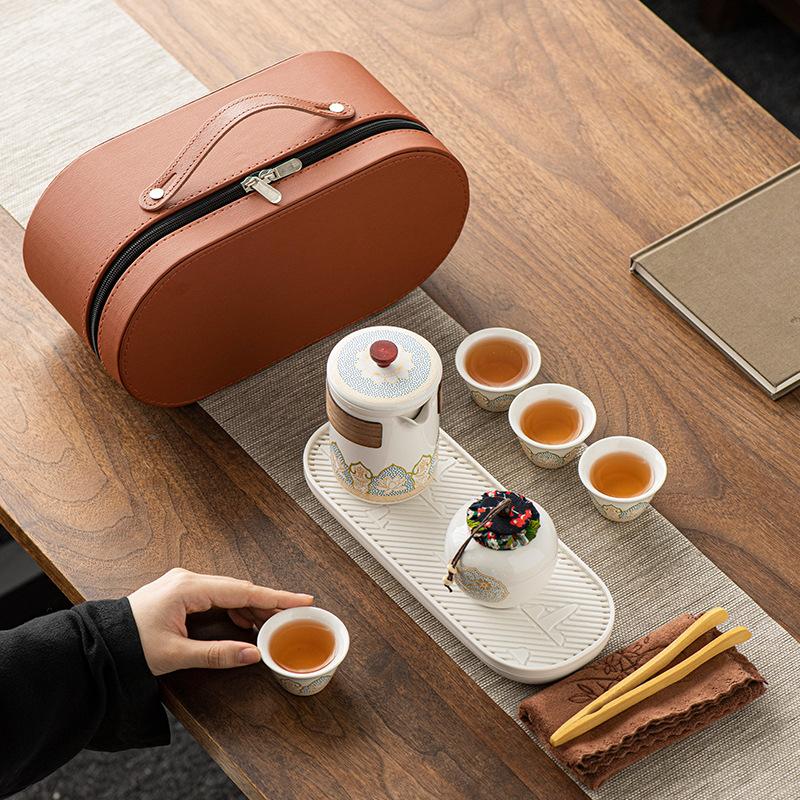Дорожный чайный набор маленький набор уличный кунг-фу чайный набор чайник портативный