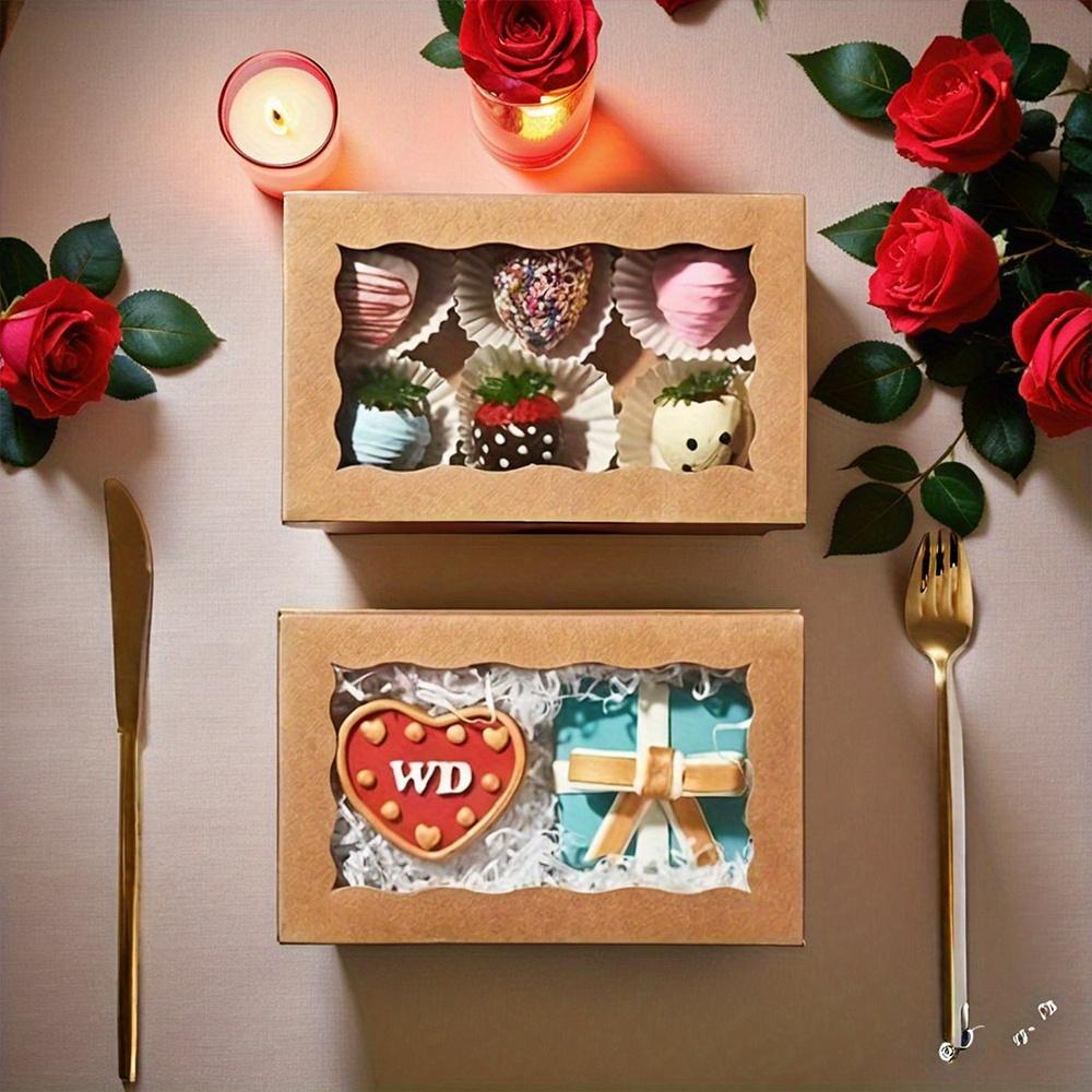 25 шт. коробок для сладостей премиум-класса с прозрачным окном, подарочная коробка из крафт-бумаги, подарочные коробки Warp для свадеб, вечеринок, Дня святого Валентина, годовщин, дней рождения