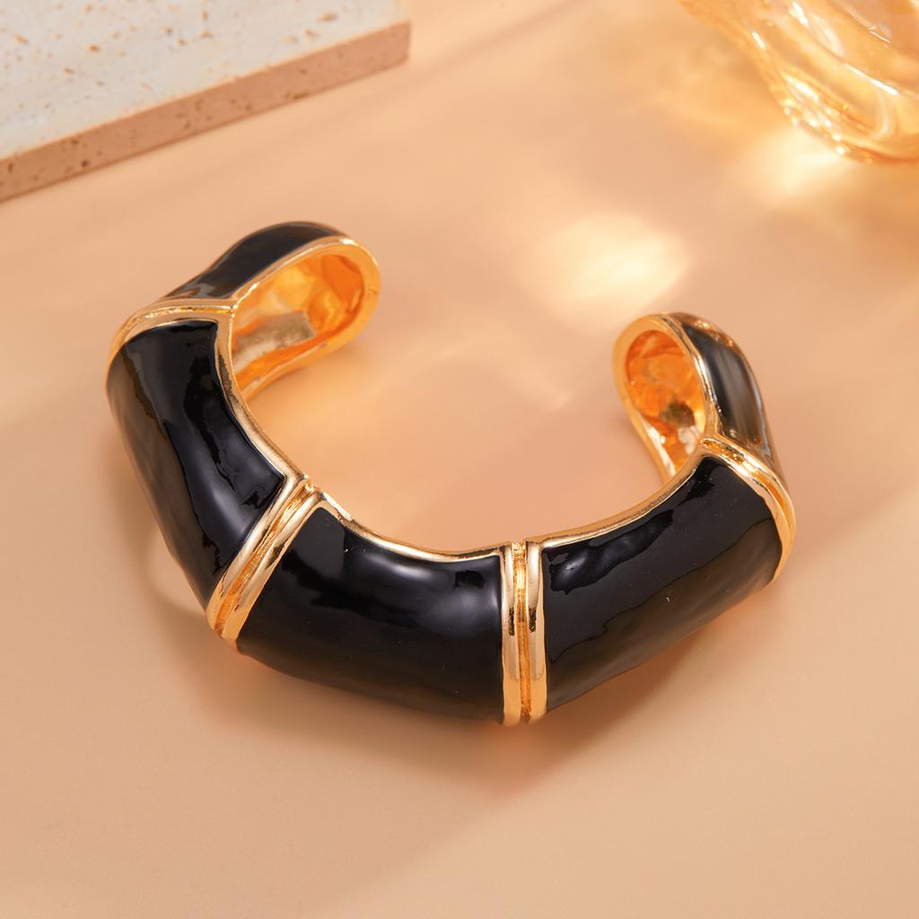 Ретро эмаль капает масло открытые массивные открытые браслеты для женщин панк нерегулярные акриловые смолы бамбуковые наборные браслеты манжеты для пары геометрические украшения для рук