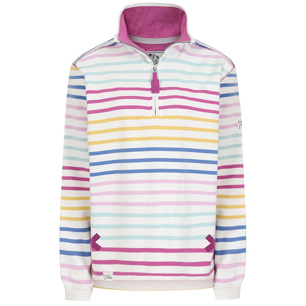 Lazy Jacks Womens/Ladies Striped Quarter Zip Sweatshirt