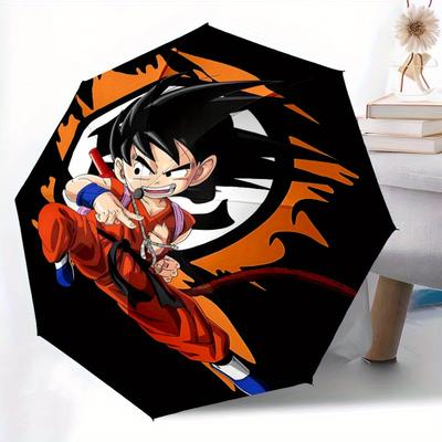 Зонт-трость с рисунком Goku, автоматическое открытие, компактный складной дизайн, прочная ткань, для повседневного использования, на дни рождения, Рождество s a0820081