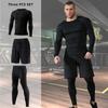 3 Pcs/Set Men's Gym Fitness Compression Suit Long Sleeves Clothes Running Jogging Workout Tights Exercise Tracksuit Sport Wear