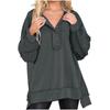 Autumn and Winter New Women's Round Neck Solid Button Loose Sweater Long Sleeve Top
