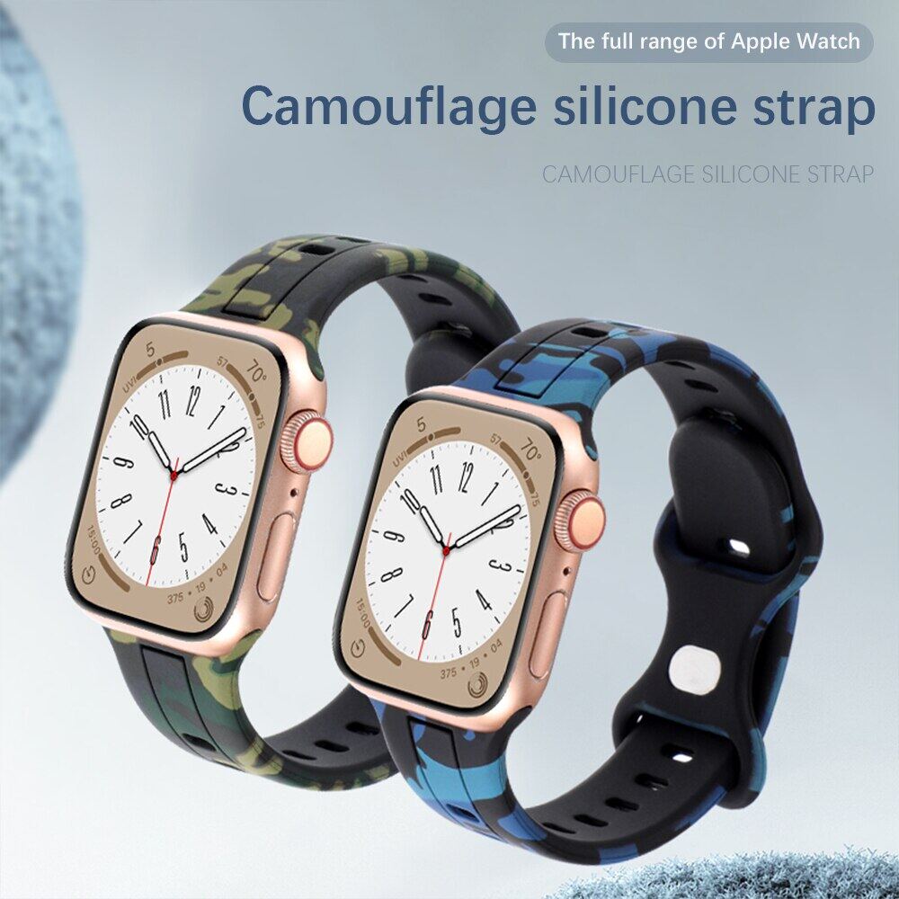 Для ремешка Apple Watch Ultra 8 SE 7 6 5 Силиконовый ремешок iWatch 49мм 40мм 45мм 41мм 42мм Камуфляжный узор Наручный ремешок Браслет